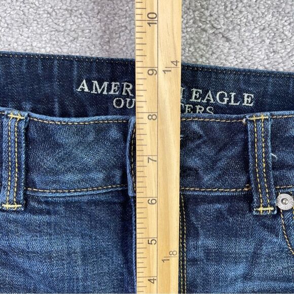 American Eagle Artist Jeans Women's 10 Blue Crop Straight Low Rise Dark Denim - Picture 9 of 12